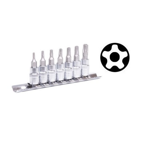 Padrunotsikute komplekt 1/4" 5-ne TORX  (TS10-TS40) TS-TORX 7-osa